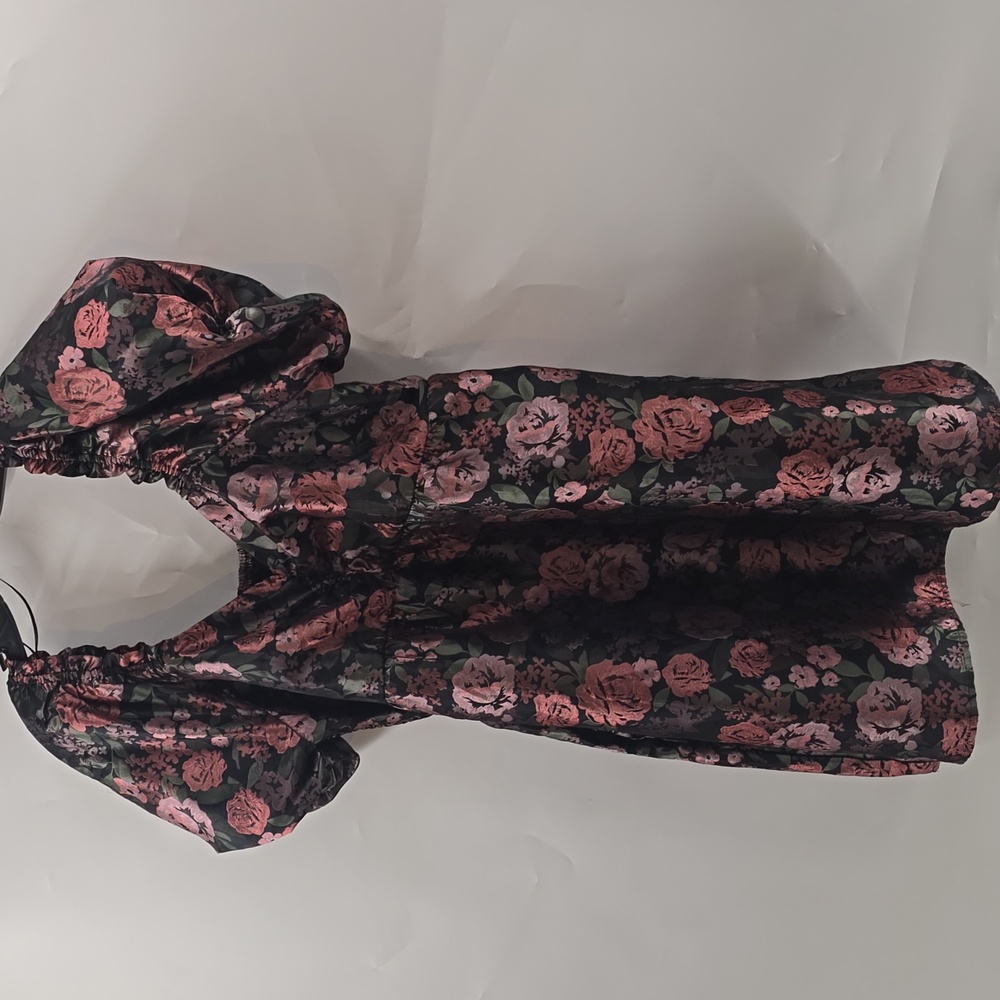 ARULA Black Smocked Dress with Subtle Pink-Green Trim - Picture 3 of 8